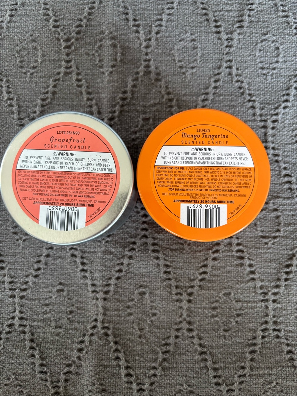 Trader Joe’s Metal Tin Candle - Mango Tangerine and Grapefruit - Picture 2 of 3